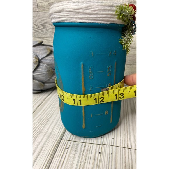 Christmas Glass Jar Ball  /  Turquoise Christmas Glass Jar with Wide Mouth Ball - Picture 11 of 11